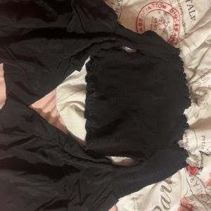 Shein Black Crop Top with Flare Sleeves